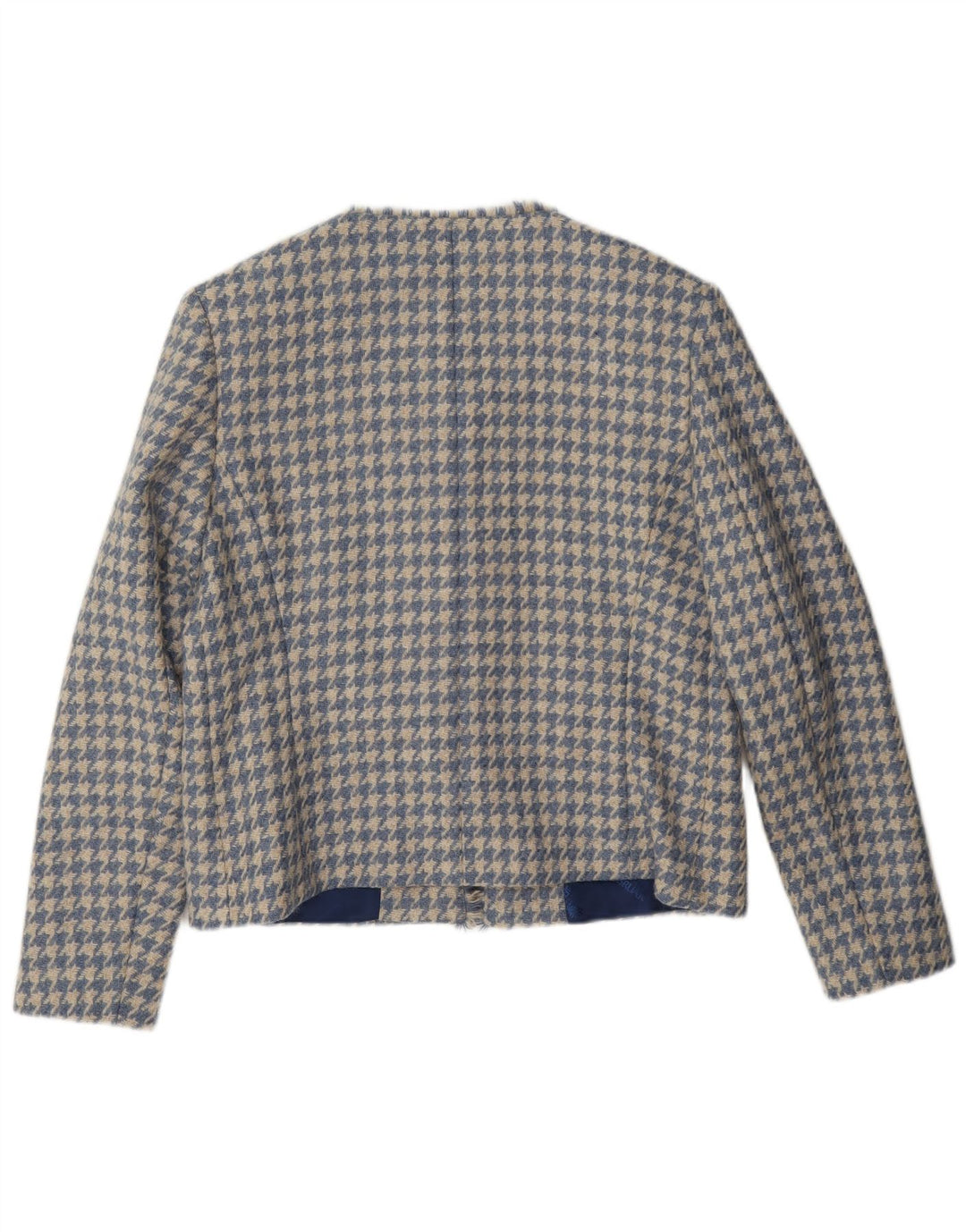 HOUSE OF BRUAR Damen Blazerjacke UK 12 Mittelblaue Hahnentrittwolle