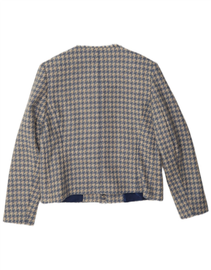 HOUSE OF BRUAR Damen Blazerjacke UK 12 Mittelblaue Hahnentrittwolle