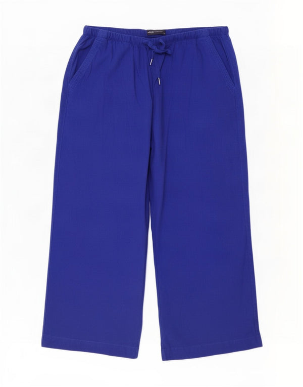 Marks & Spencer Capri-Hose für Damen mit hoher Taille, UK 14, Größe L W34 L21, Blau