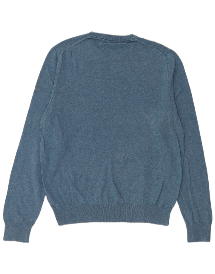 Marks & Spencer Herren-Pullover mit Rundhalsausschnitt, mittelblaue Baumwolle