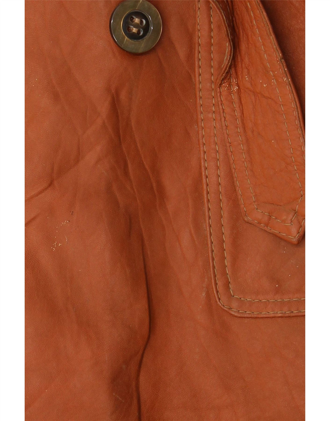 Vintage Damen Zweireihiger Ledermantel UK 14 Mittelbraun
