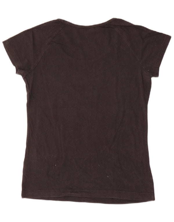 Adidas Damen Graphic T-Shirt Top UK 12 Medium Schwarz Baumwolle