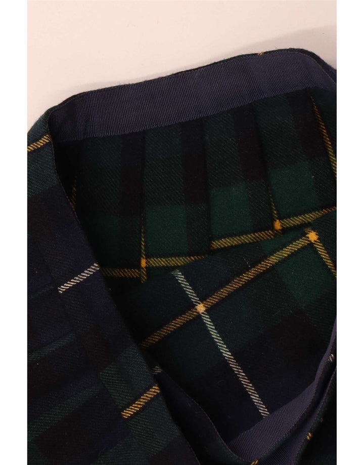 Vintage Damen Faltenwickelrock W28 Mittelgrün kariert