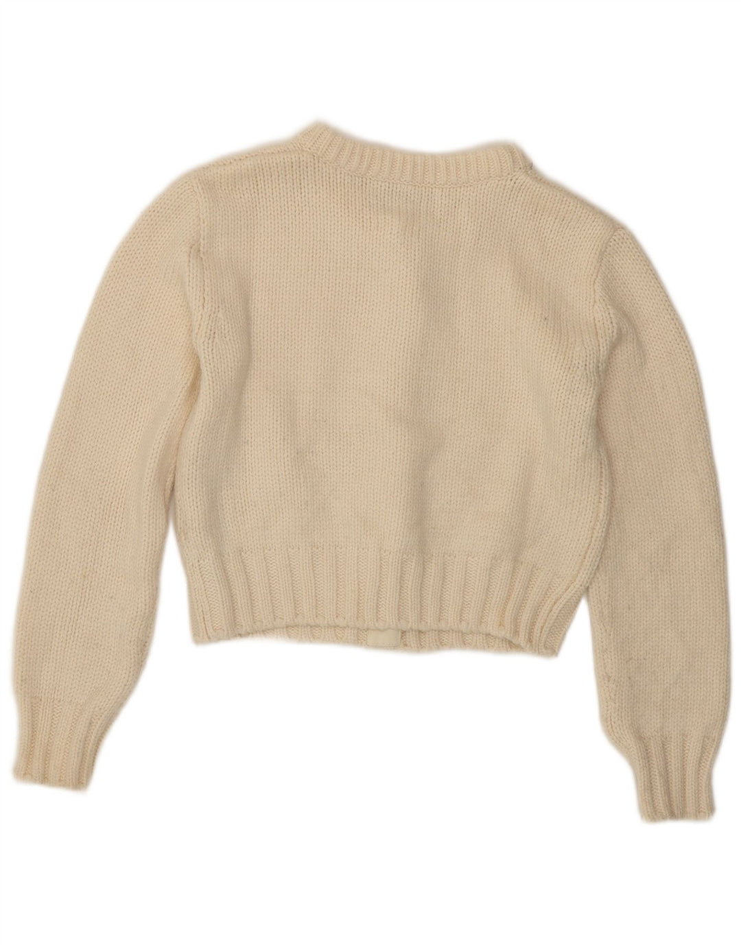 Zara Damen Crop Cardigan Pullover UK 12 Medium Off White Polyamid
