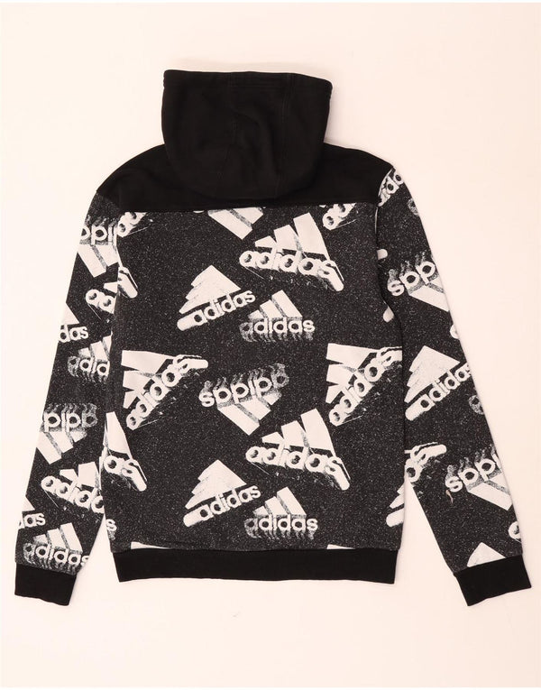 Adidas Herren Graphic Hoodie Pullover Small Schwarz Colourblock Baumwolle