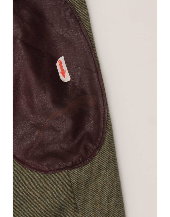 Vintage Herren 3-Knopf-Blazerjacke UK 38 Medium Khaki Colourblock