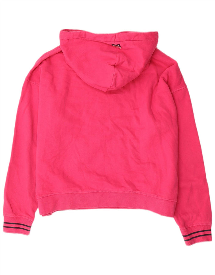JACK WILLS Damen-Pullover mit übergroßem, bauchfreiem Grafik-Kapuzenpullover, Gr. 12, Mittelrosa