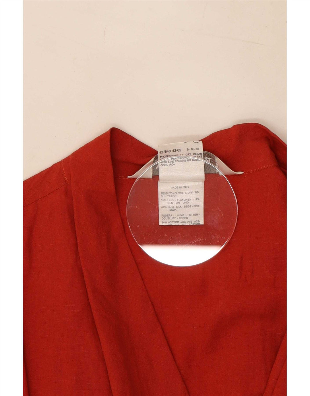 Max Mara Damen Wickelkleid UK 12 Mittelrotes Leinen