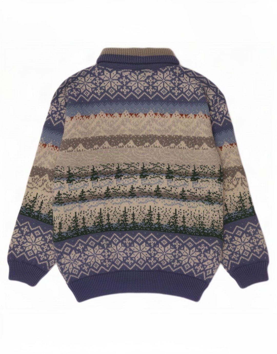 Vintage Herren-Pullover mit Reißverschluss, mittelgroß, mehrfarbig, Fair Isle
