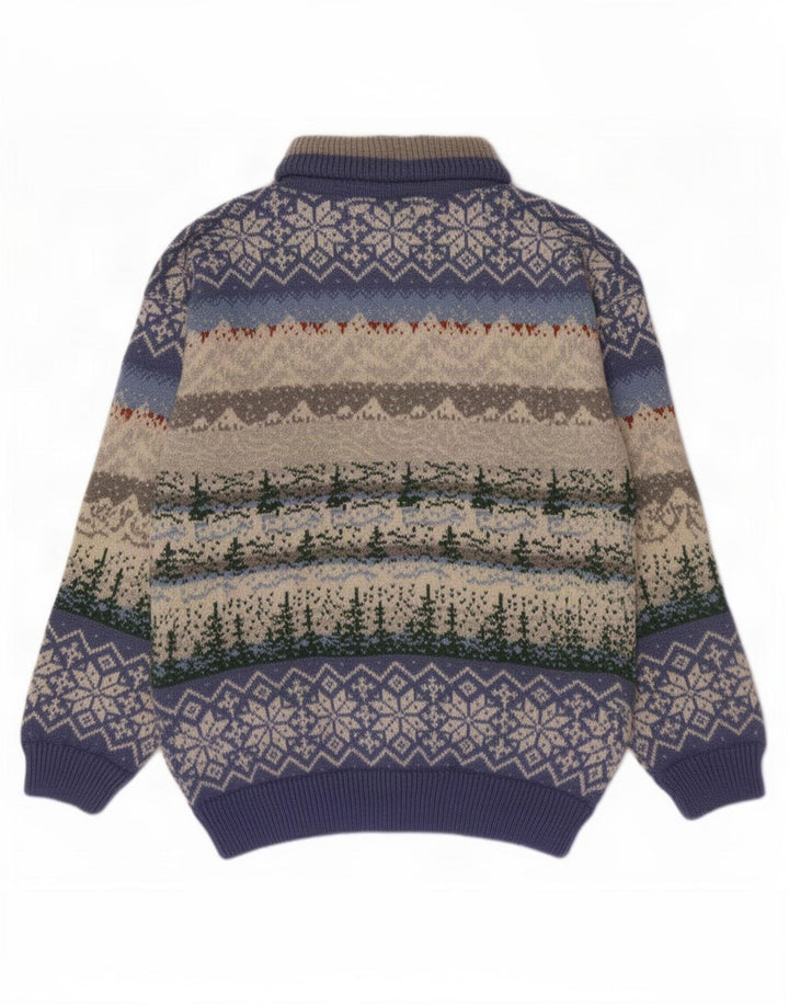 Vintage Herren-Pullover mit Reißverschluss, mittelgroß, mehrfarbig, Fair Isle