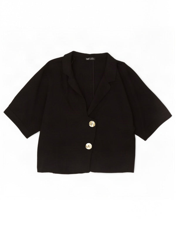 Zara Womens Short Sleeve Bolero Jacket UK 16 Large Black Viscose
