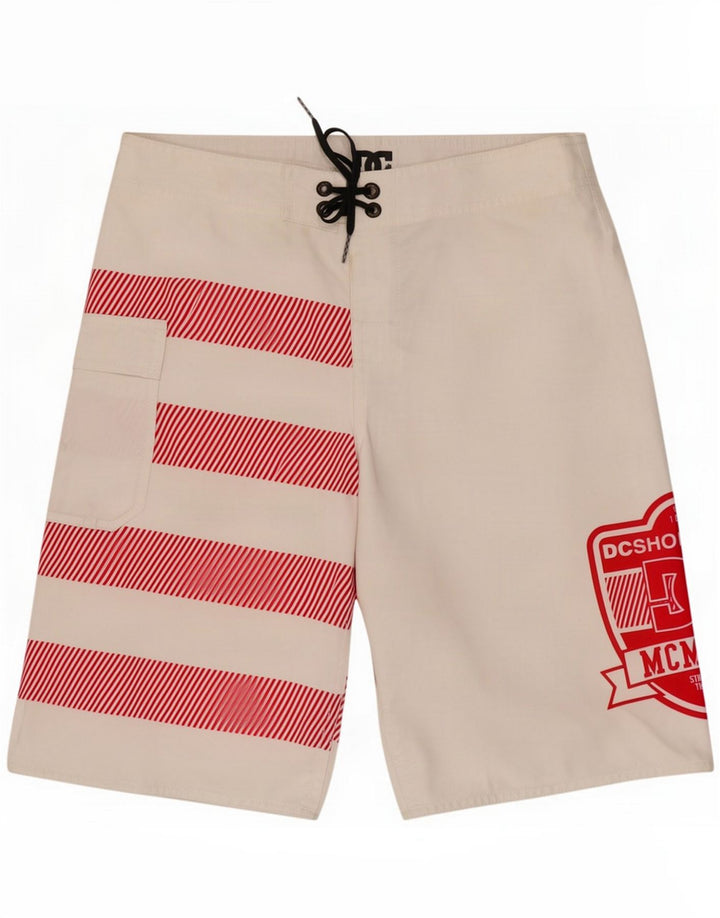 DC Herren-Badeshorts mit Grafik, klein, Weiß, Farbblock-Polyester