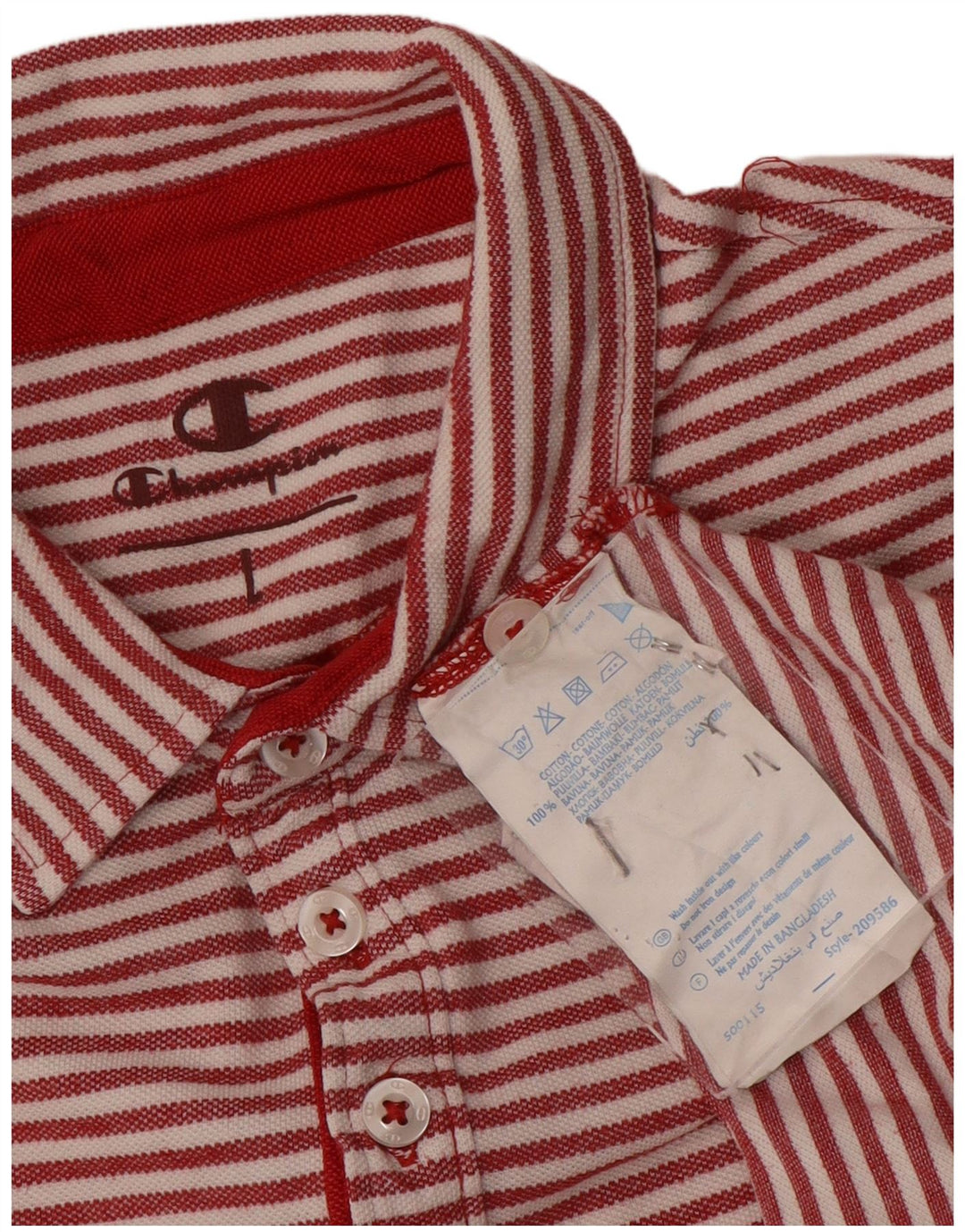 Champion Herren-Poloshirt, groß, rot gestreift, Baumwolle