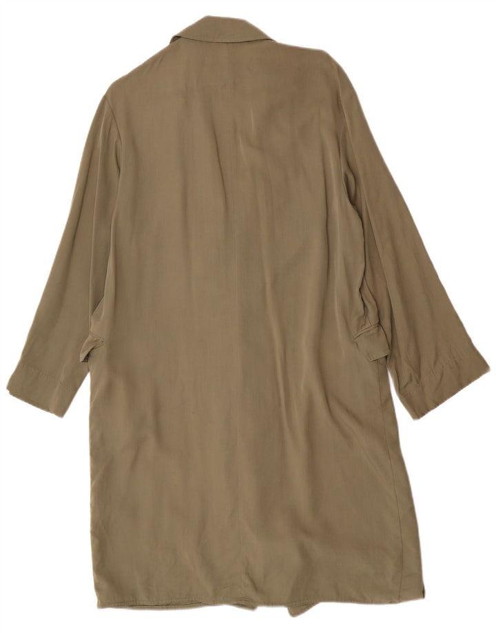 Zara Womens Open Overcoat UK 14 Medium Khaki Lyocell