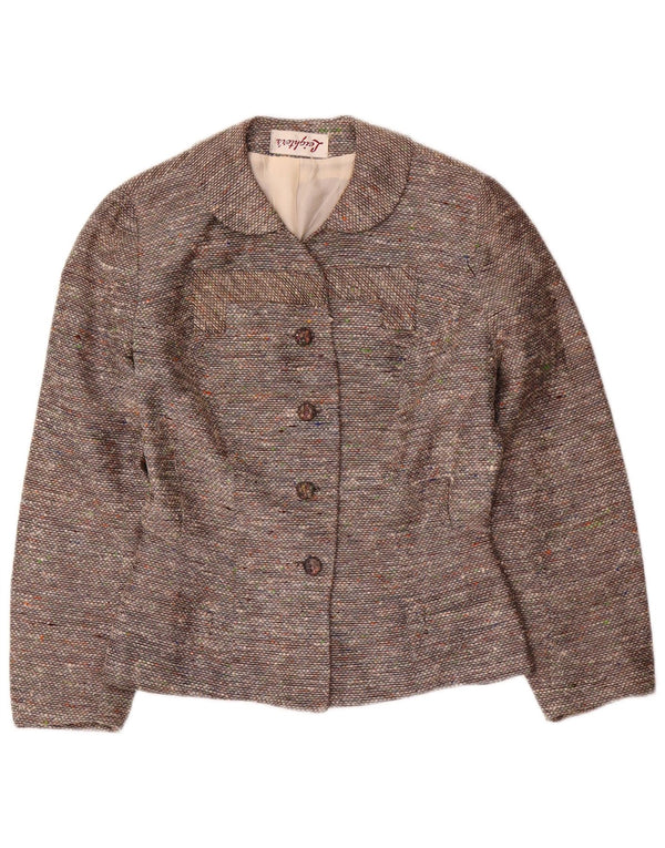 Vintage Damen 4-Knopf-2-teiliges Rock-Set UK 10 Small W26 Grau meliert