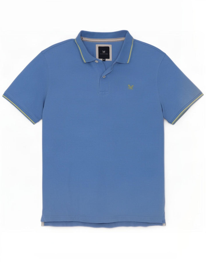 Crew Clothing Herren-Poloshirt aus mittelblauer, gestreifter Baumwolle