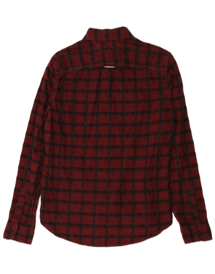 Tommy Hilfiger Herren-Flanellhemd, klein, Burgunderrot, kariert, Baumwolle