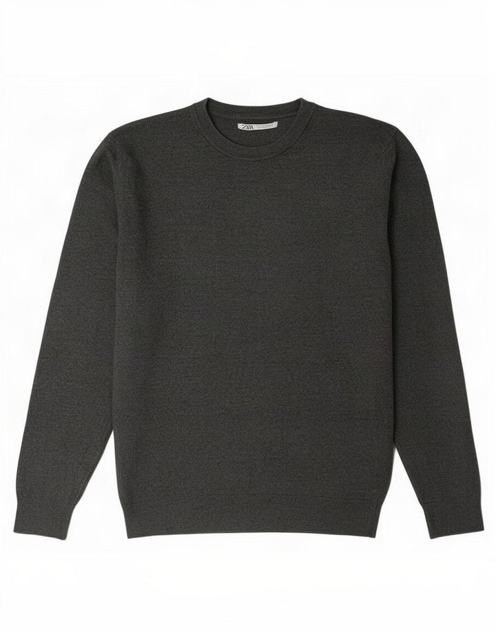 Zara Herren-Pullover mit Rundhalsausschnitt, mittelgrau