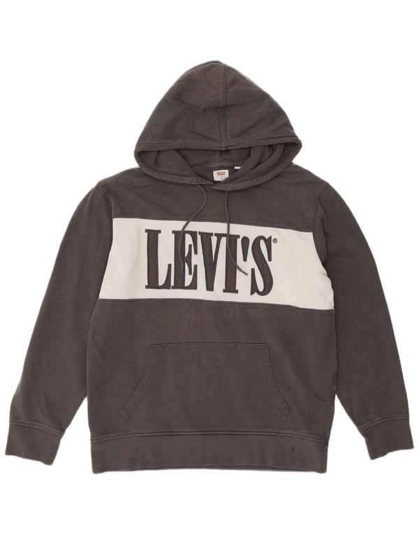 Levi's Womens Graphic Loose Fit Hoodie Pullover UK 14 Mittelgrau Farbblock