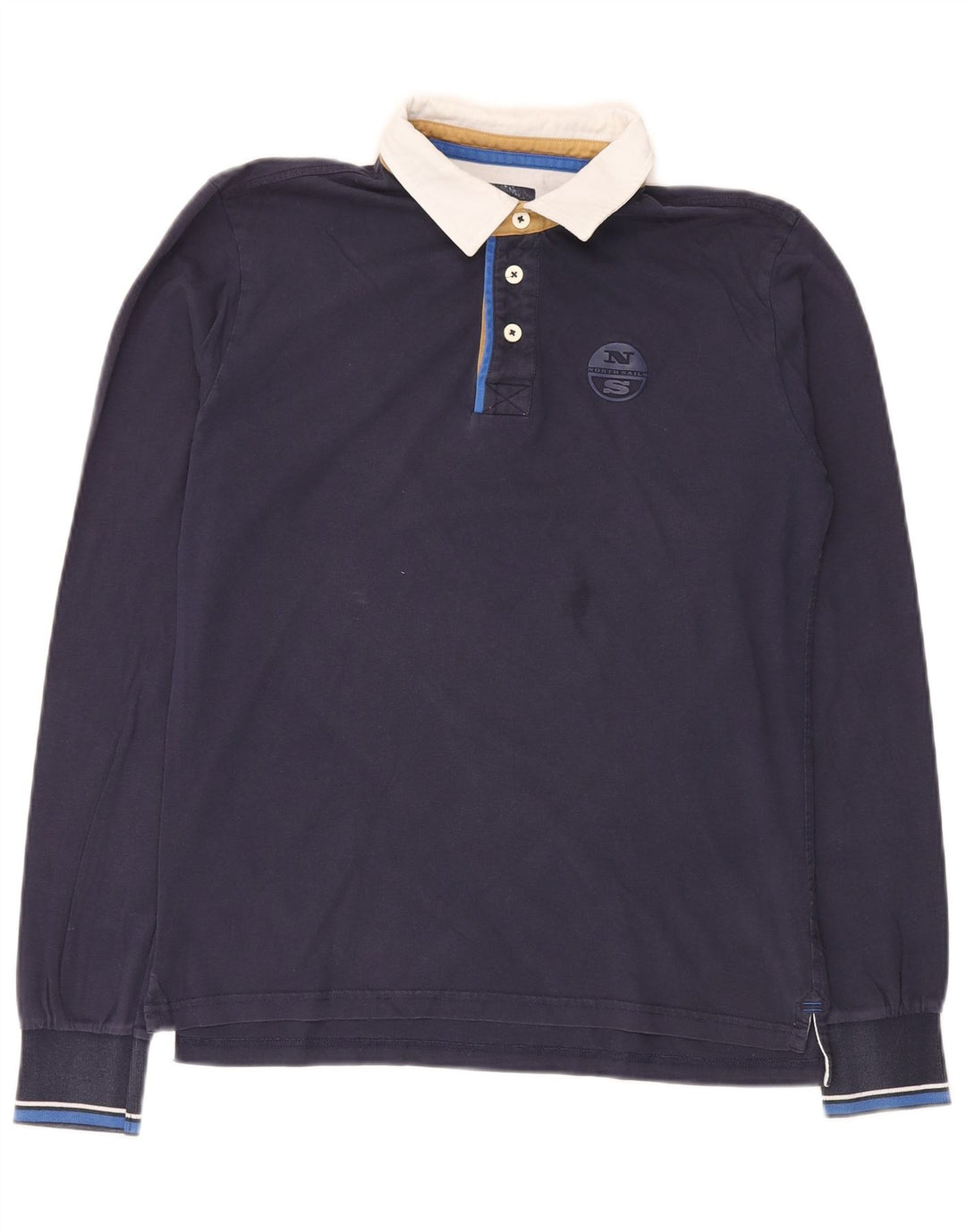 North Sails Herren-Langarm-Rugby-Poloshirt in mittlerem Marineblau