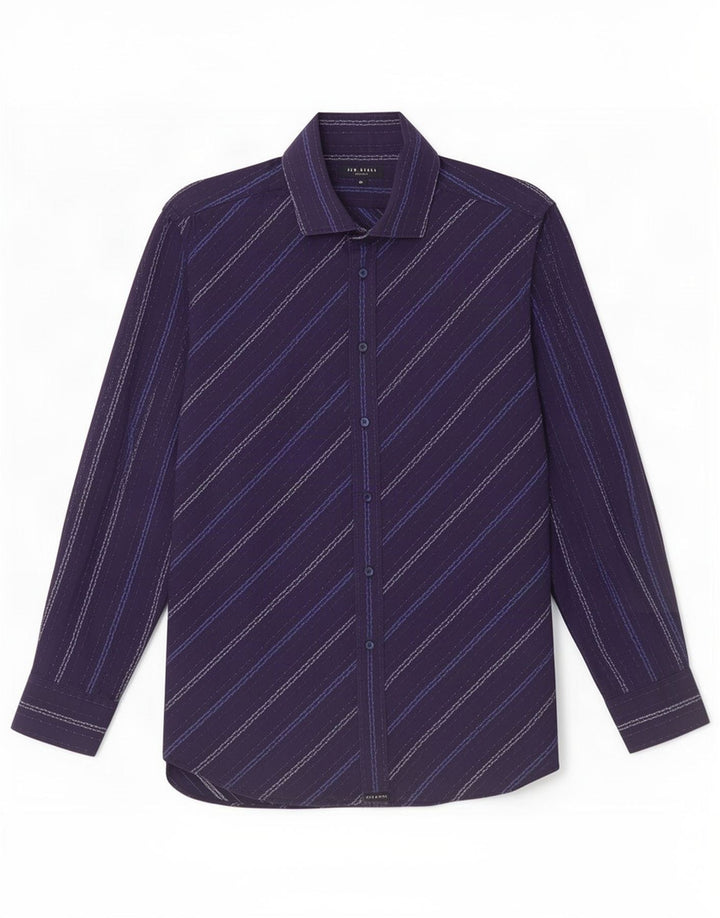 Ted Baker Herrenhemd, Größe 4, groß, marineblau, gestreift, Baumwolle