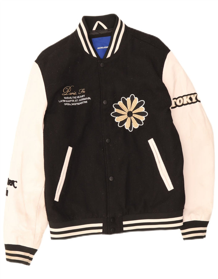 Jack & Jones Herren Graphic Varsity Jacke UK 38 Mittelschwarz Farbblock