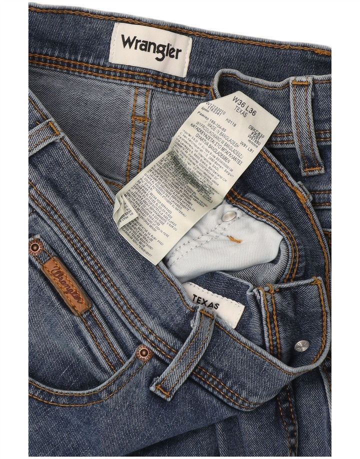 Wrangler Herren Texas Straight Jeans W36 L36 Blaue Baumwolle