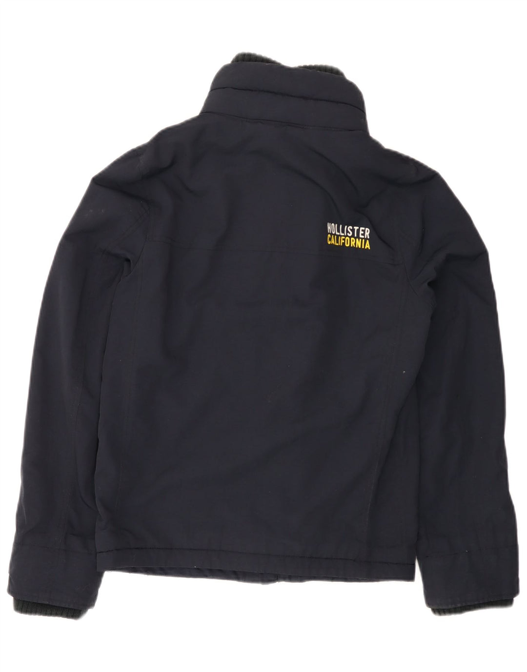 HOLLISTER Damen Übergroße Windjacke UK 10 Small Marineblaues Nylon