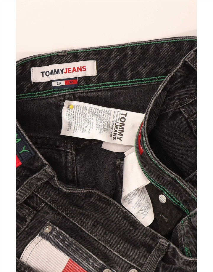 Tommy Hilfiger Herren Distressed Straight Jeans W29 L32 Schwarze Baumwolle