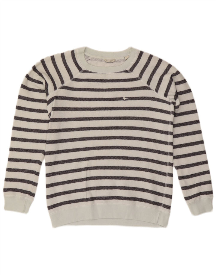 Jack Wills Damen-Sweatshirt-Pullover, Gr. 8, Größe S, weiß, gestreift, Baumwolle