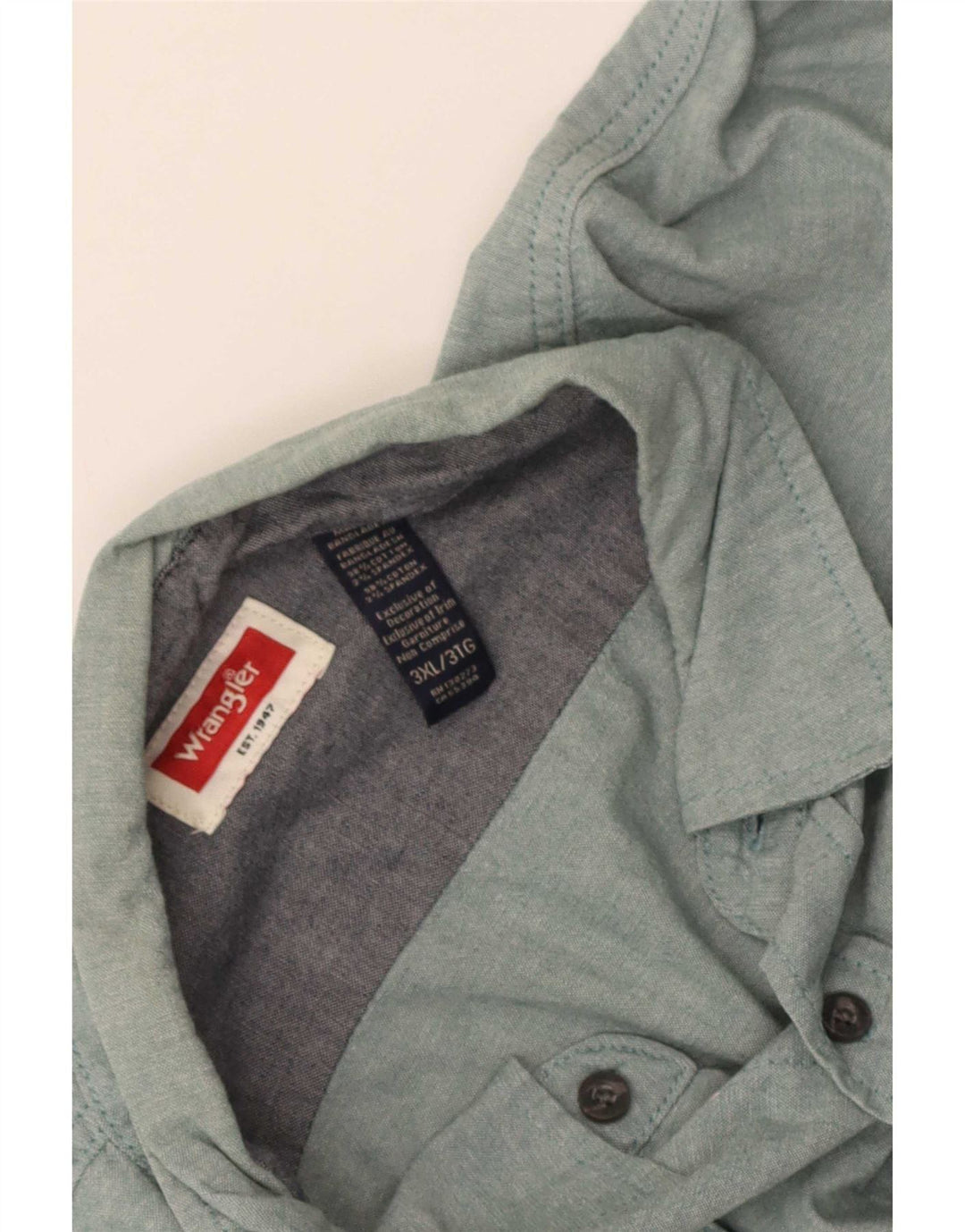 Wrangler Herren Kurzarmhemd 3XL Grüne Baumwolle