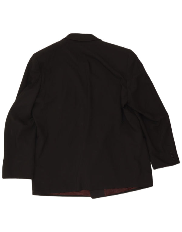 Wilvorst Herren Zweireihiger Blazer Jacke UK 40 Große schwarze Wolle