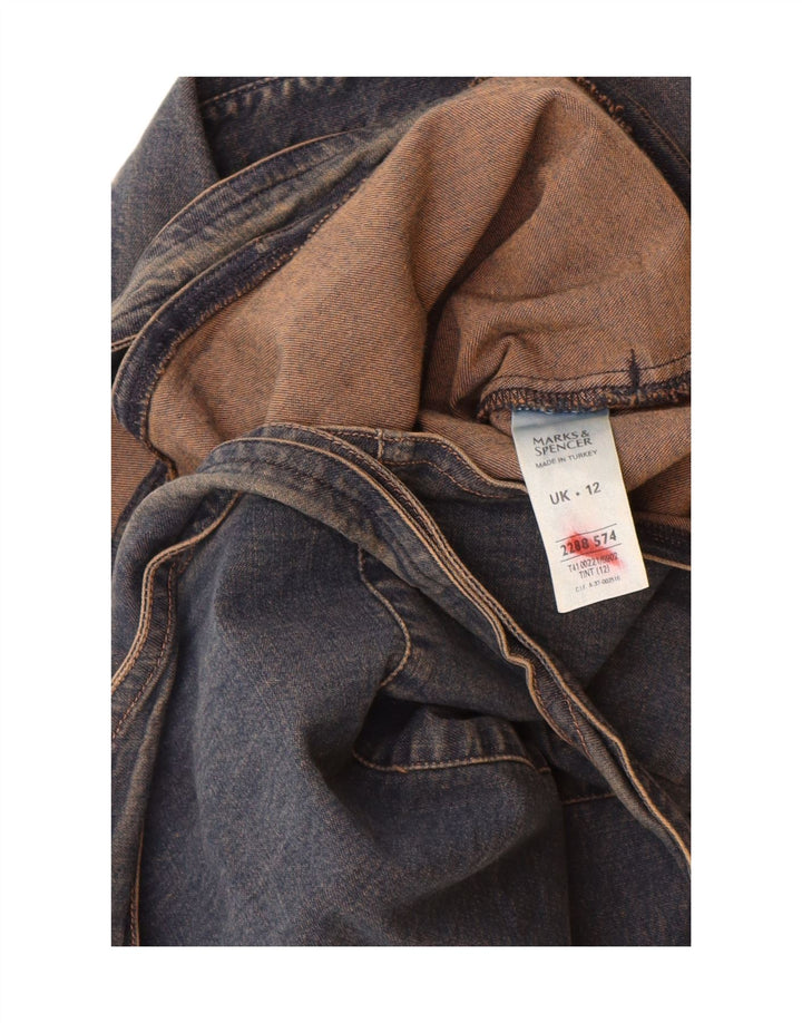 Marks & Spencer Damen Wickel-Jeansjacke mit 3/4-Ärmeln, Gr. 12, mittleres Marineblau