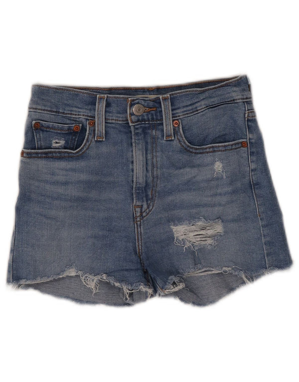 Levi's Damen Distressed High Rise Denim Shorts W25 XS Blaue Baumwolle