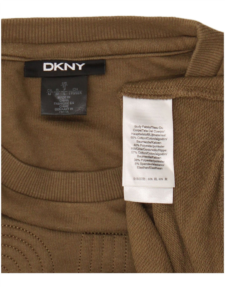 Dkny Womens Graphic Sweatshirt Pullover UK 14 Medium Khaki Baumwolle