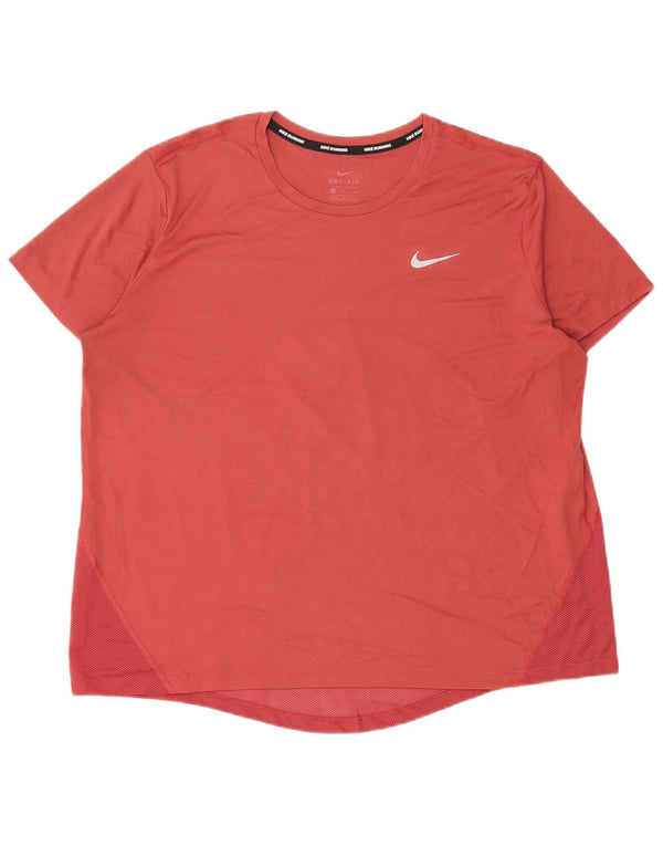 Nike Damen Dri Fit T-Shirt Top UK 18 XL Rosa Polyester