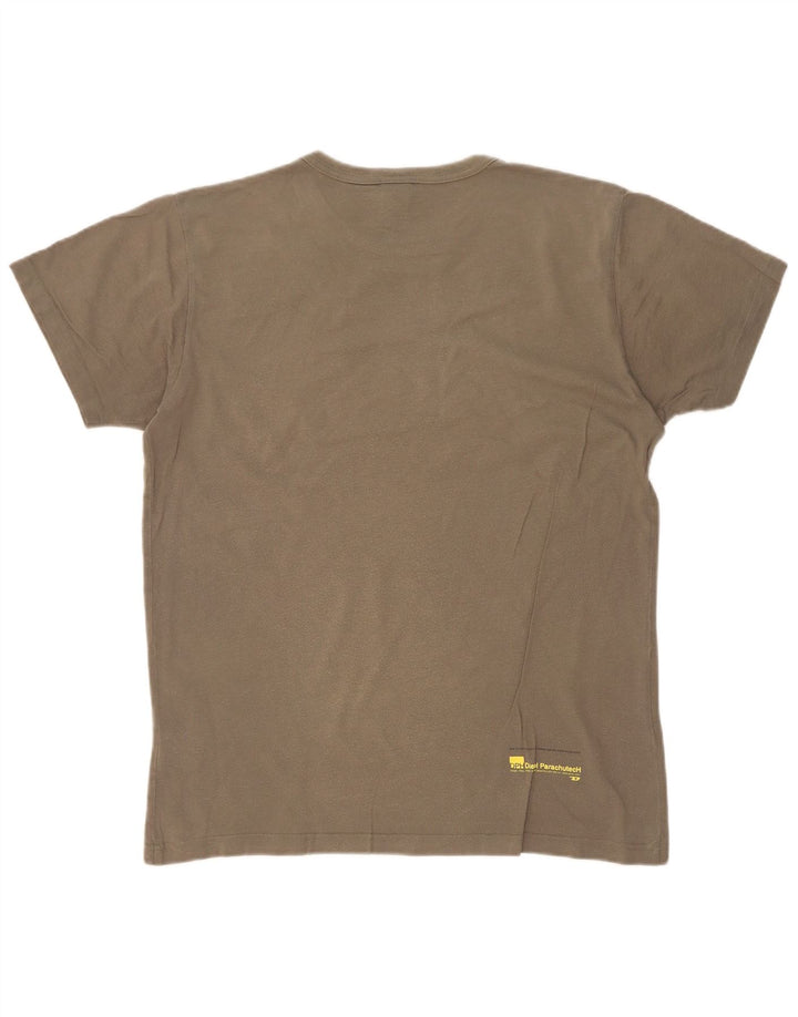 Diesel Herren Grafik-T-Shirt-Oberteil aus mittlerer Khaki-Farbblock-Baumwolle