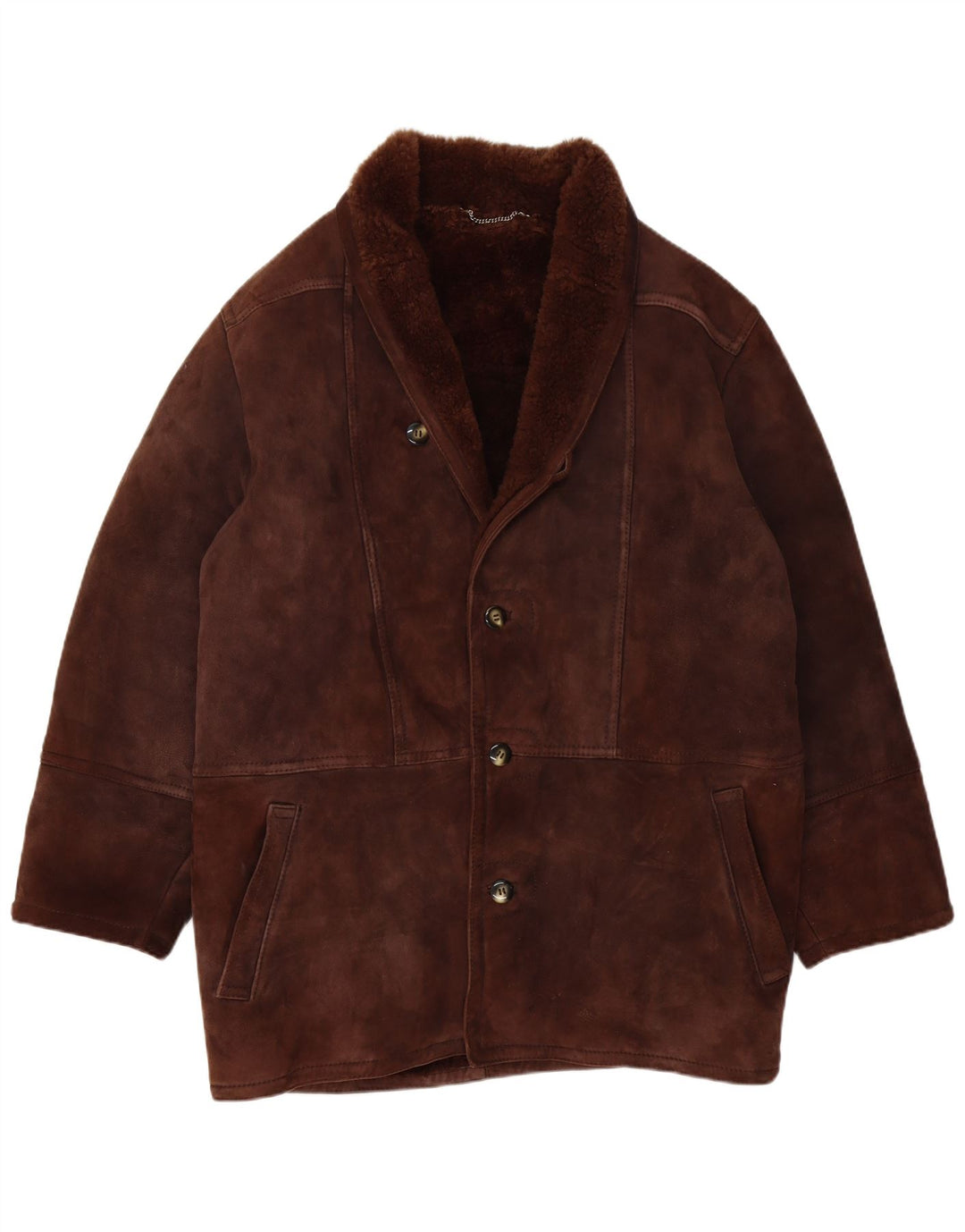 Vintage Herren Shearling Jacke IT 52 XL Braun
