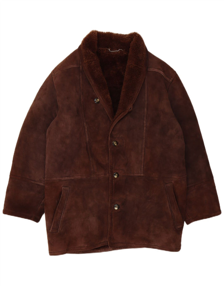 Vintage Herren Shearling Jacke IT 52 XL Braun