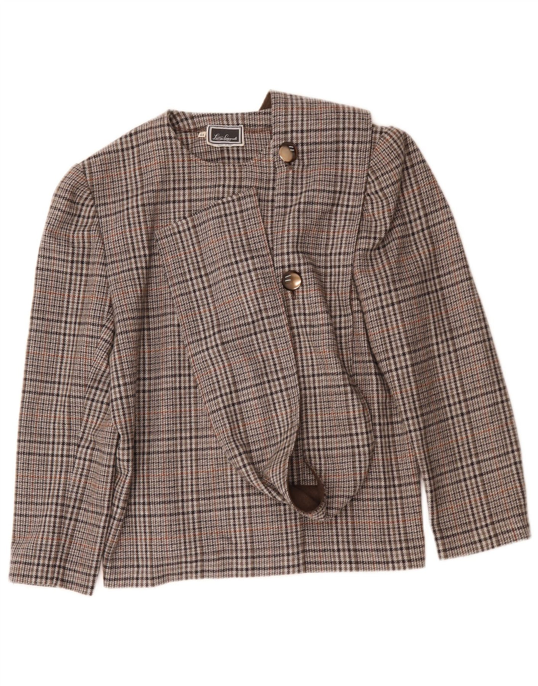 Luisa Spagnoli Damen 2-Knopf-Blazerjacke IT 44 mittelbraun karierte Wolle