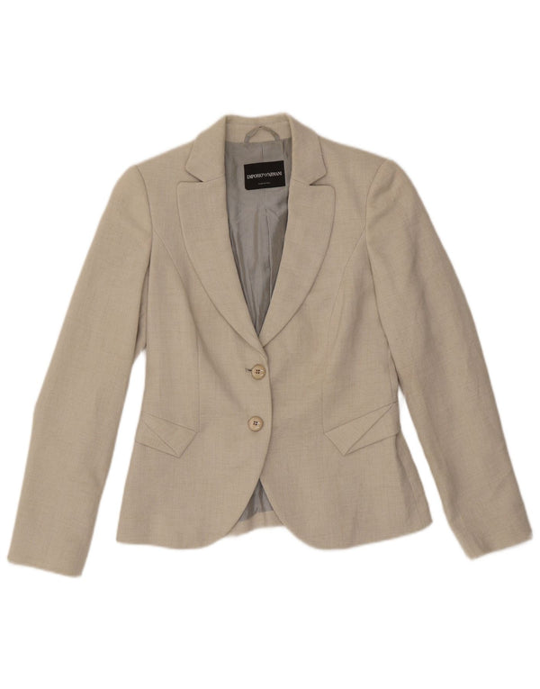 Emporio Armani Damen 2-Knopf-Blazerjacke IT 40 Small Grau Polyester