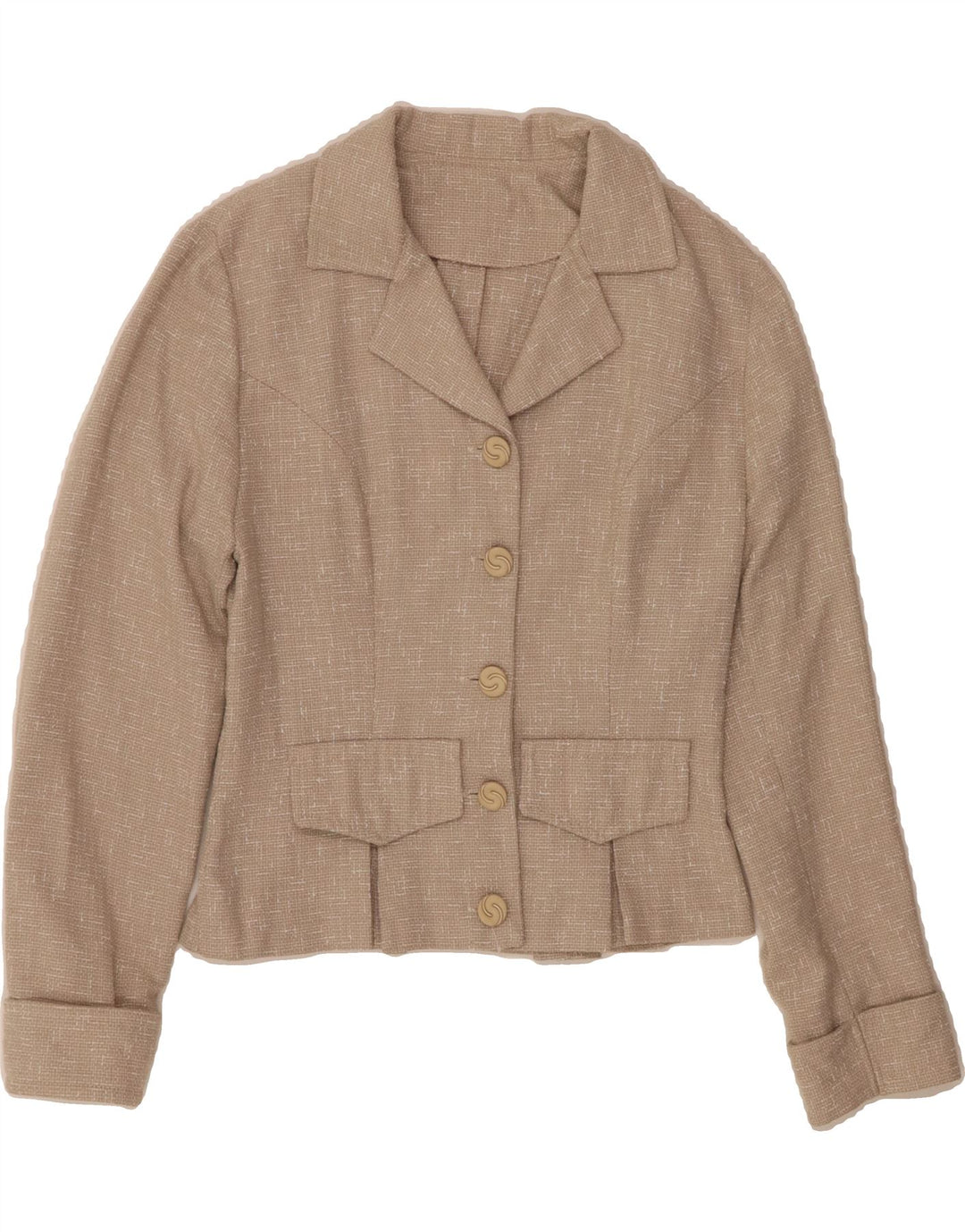 VINTAGE Womens Crop 5 Button Blazer Jacket UK 10 Small Grey Vintage Vintage and Second-Hand Vintage from Messina Hembry 