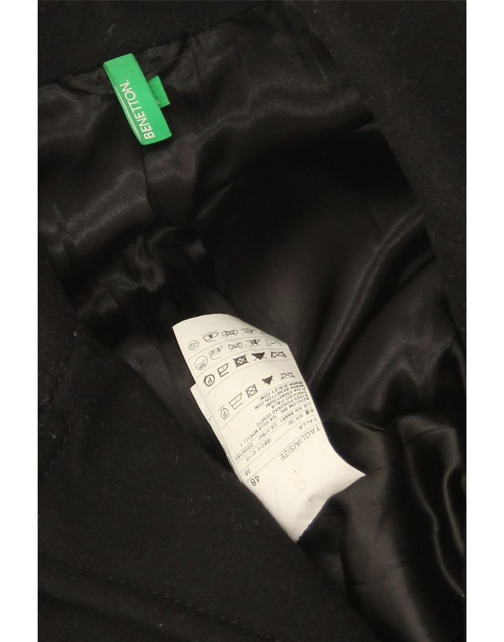 BENETTON Damen Mantel IT 48 XL Schwarz Baumwolle