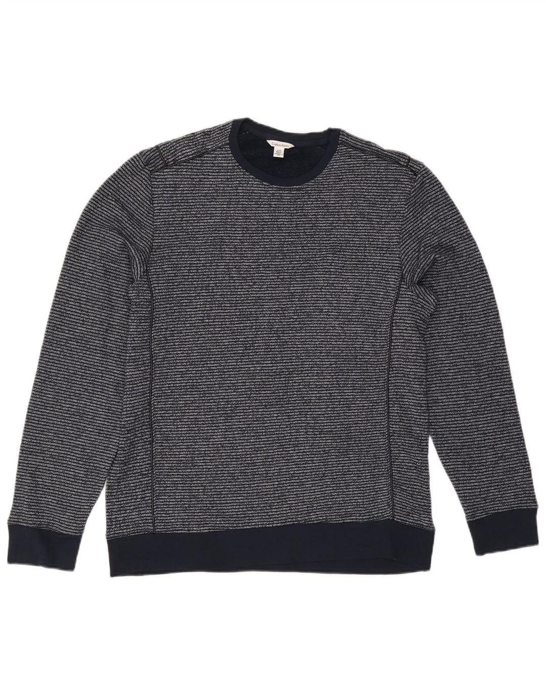 Calvin Klein Herren-Sweatshirt-Pullover, große marineblaue Nadelstreifen-Baumwolle