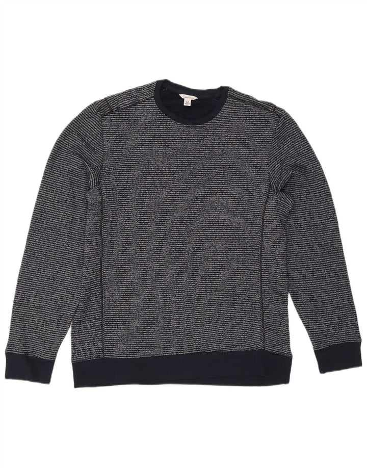 Calvin Klein Herren-Sweatshirt-Pullover, große marineblaue Nadelstreifen-Baumwolle