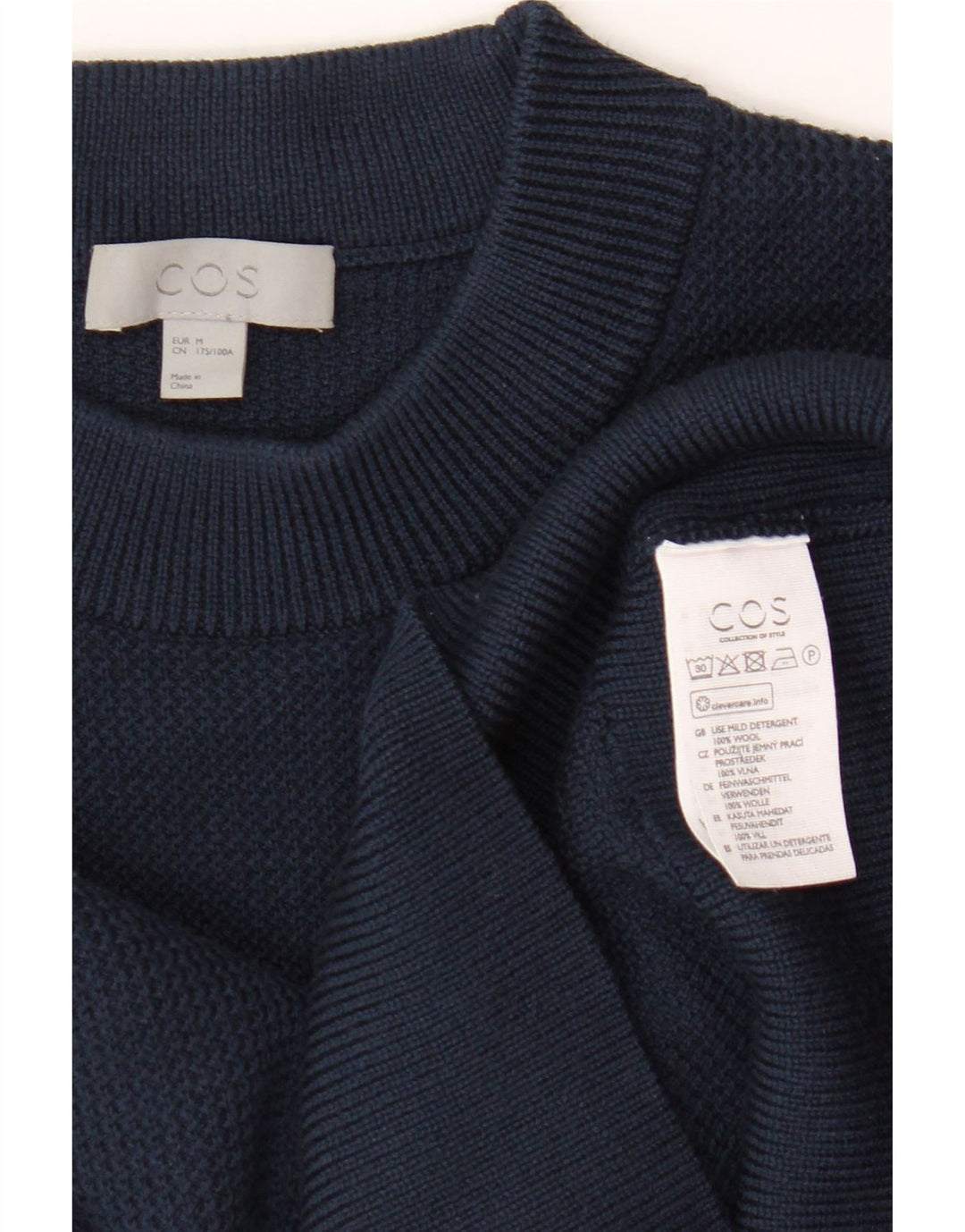 Cos Damen-Pullover mit Rundhalsausschnitt, UK 14, mittelmarineblaue Wolle