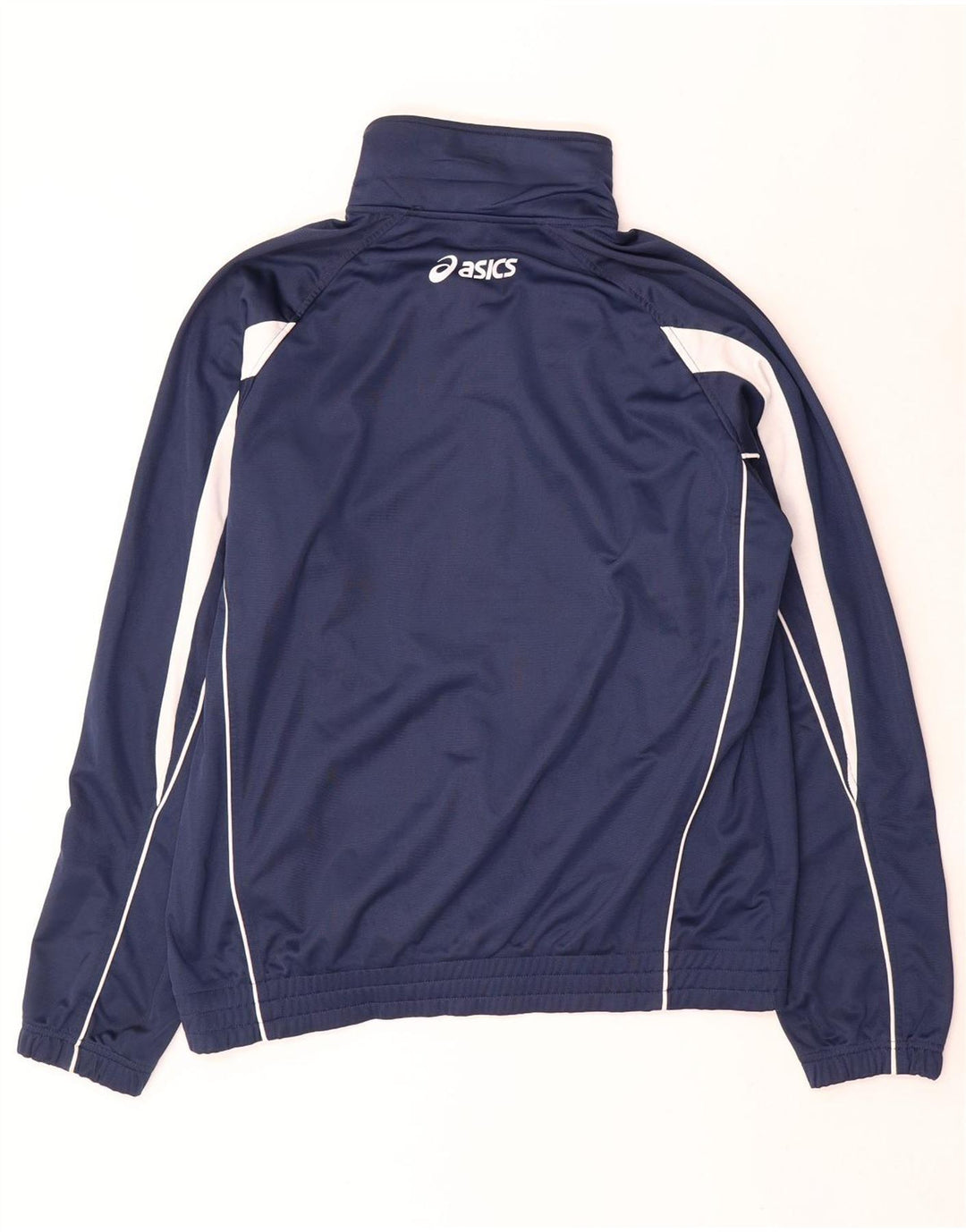 Asics Herren-Trainingsanzug-Top-Jacke, großes marineblaues Farbblock-Polyester