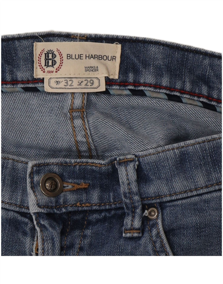 Marks & Spencer Herren Blue Harbor Straight Jeans W32 L29 Blaue Baumwolle