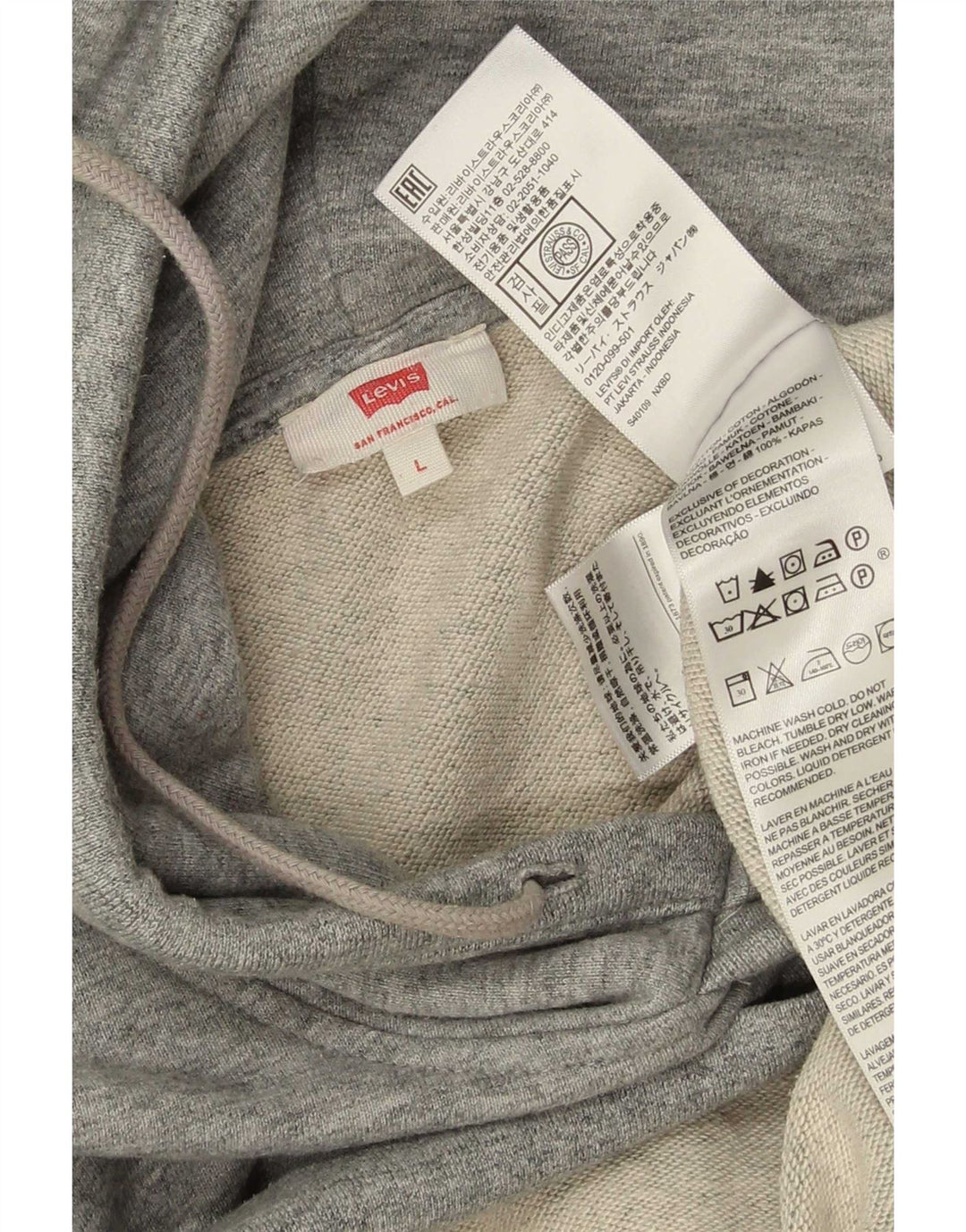 Levi's Herren-Kapuzenpullover, groß, grau gefleckte Baumwolle