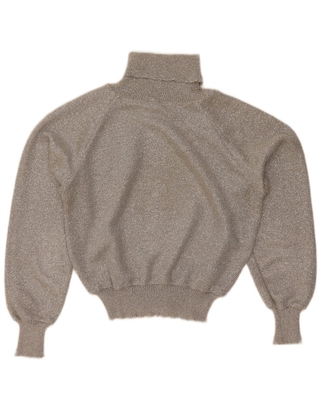 Vintage Damen Crop Rollkragenpullover Pullover UK 12 Mittelgrau